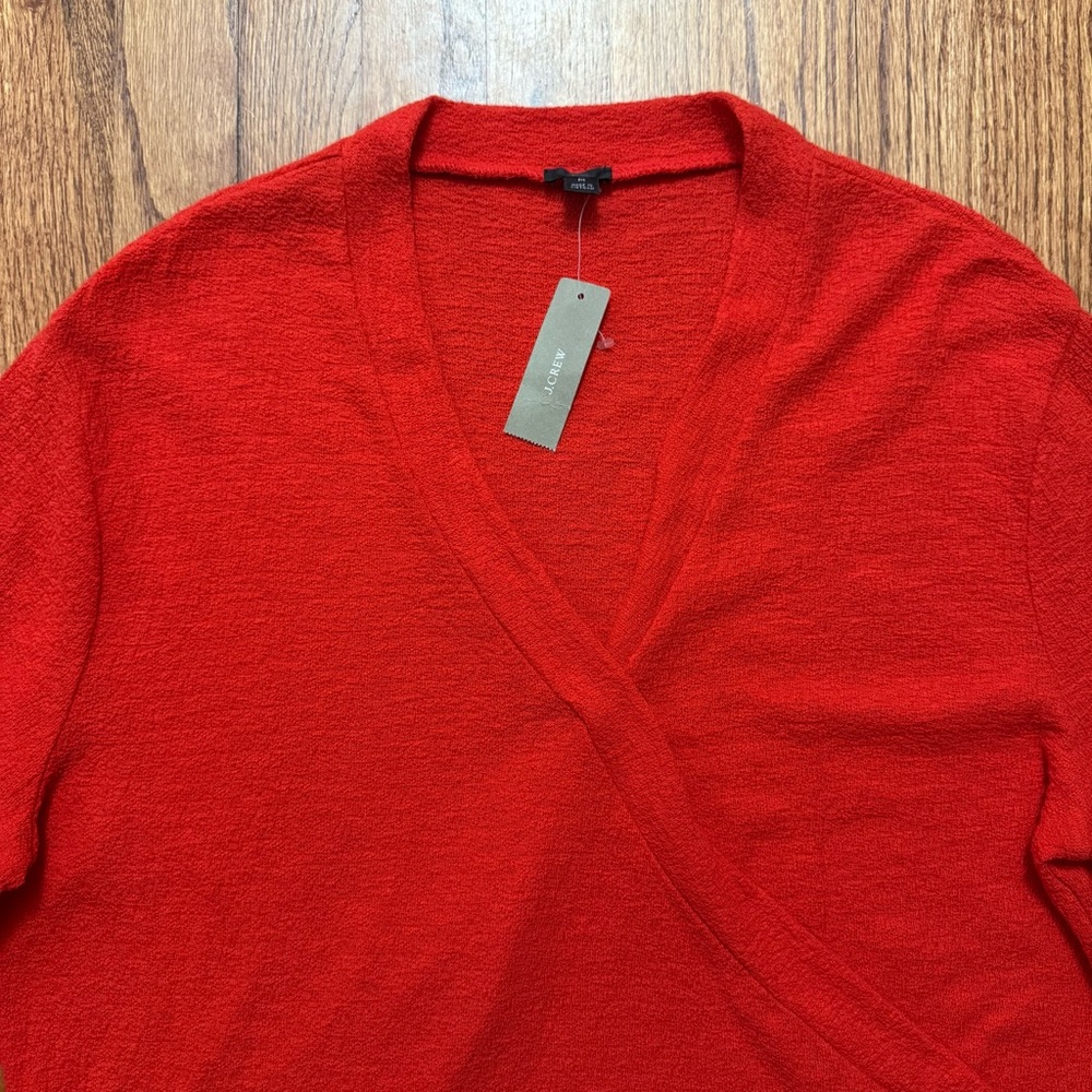 NWT J. Crew Faux Wrap Textured Crepe Top in Red size XS - Picture 3 of 13